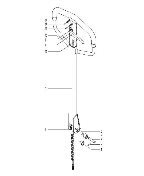 Схема ручки тележки Xilin BF-III